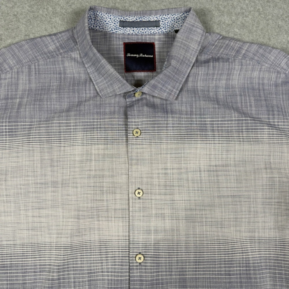 Tommy Bahama Mens XXL Blue Ombre Stripe Long Sleeve Button Down Cotton Shirt